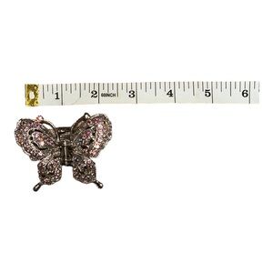 Butterfly hair clip, metal, rhinestones